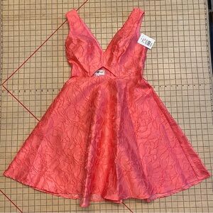 NWT short textured jacquard A-line fit and flare skater dress, pink, size 2